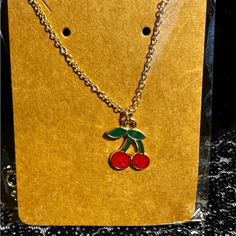 Cherry Pendant Gold Necklace